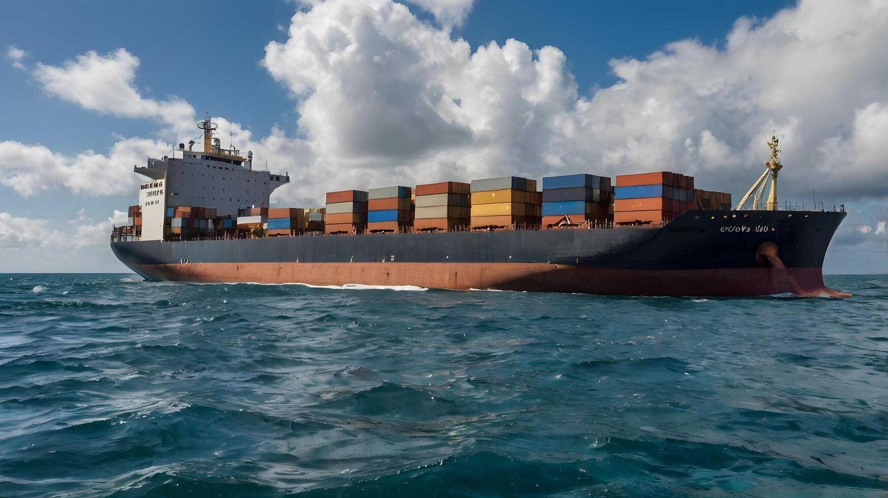 Cargo marine container transport ship boat in the ocean photo