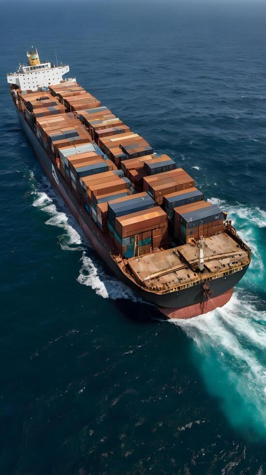 Cargo marine transport ship boat in the ocean photo