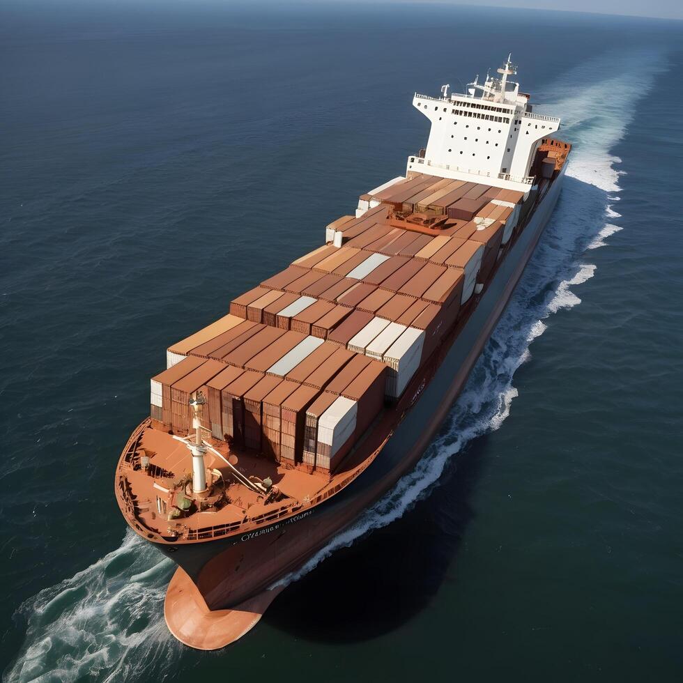 Cargo marine container transport ship boat in the ocean photo
