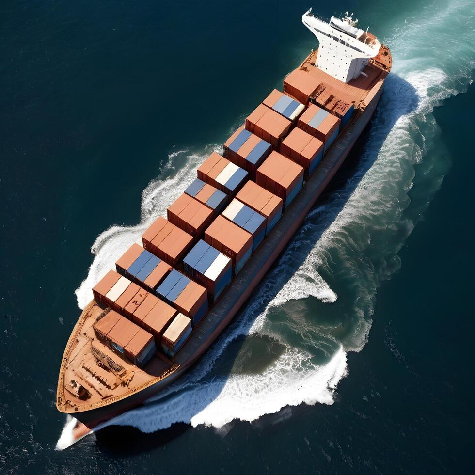 Large Cargo marine container transport ship boat in the ocean photo