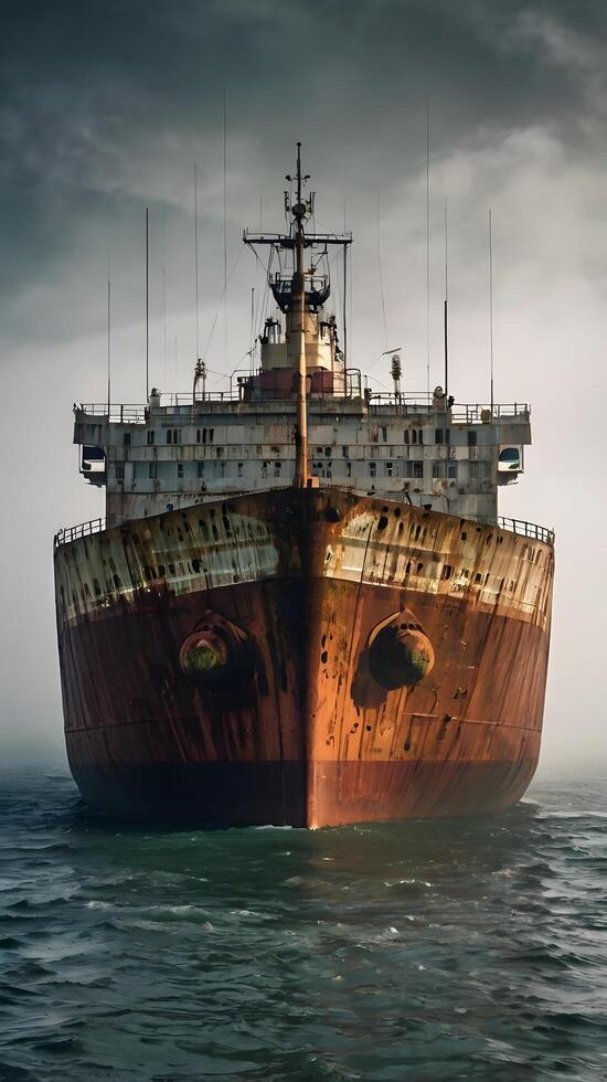Rustic Cargo container transport ship vessel photo
