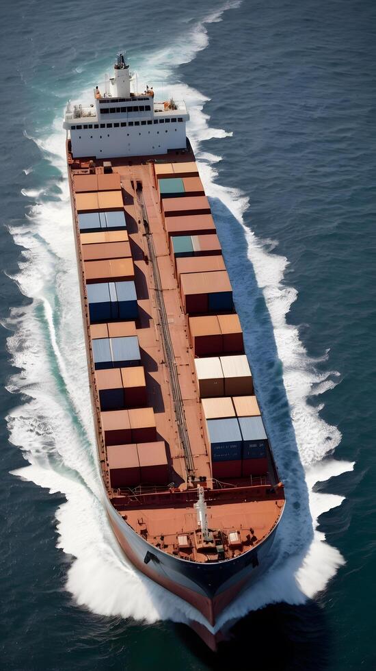 Cargo transport ship boat in the ocean photo
