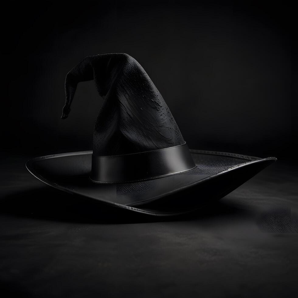 Magic Stylish dark Wizard Witch Hat black background photo