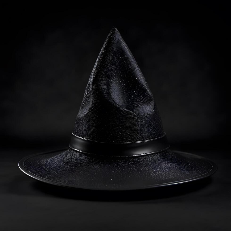 Pointed Magic Magical dark Wizard Witch Hat black background photo