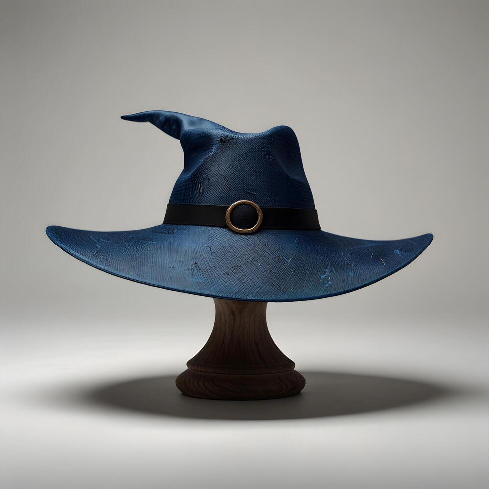 Pointed Magic Stylish Blue Wizard Witch Hat photo