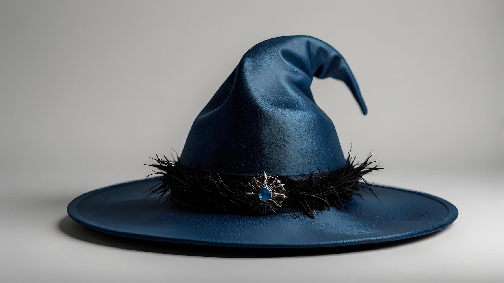 Pointed Stylish Headwear Blue Wizard Witch Hat photo