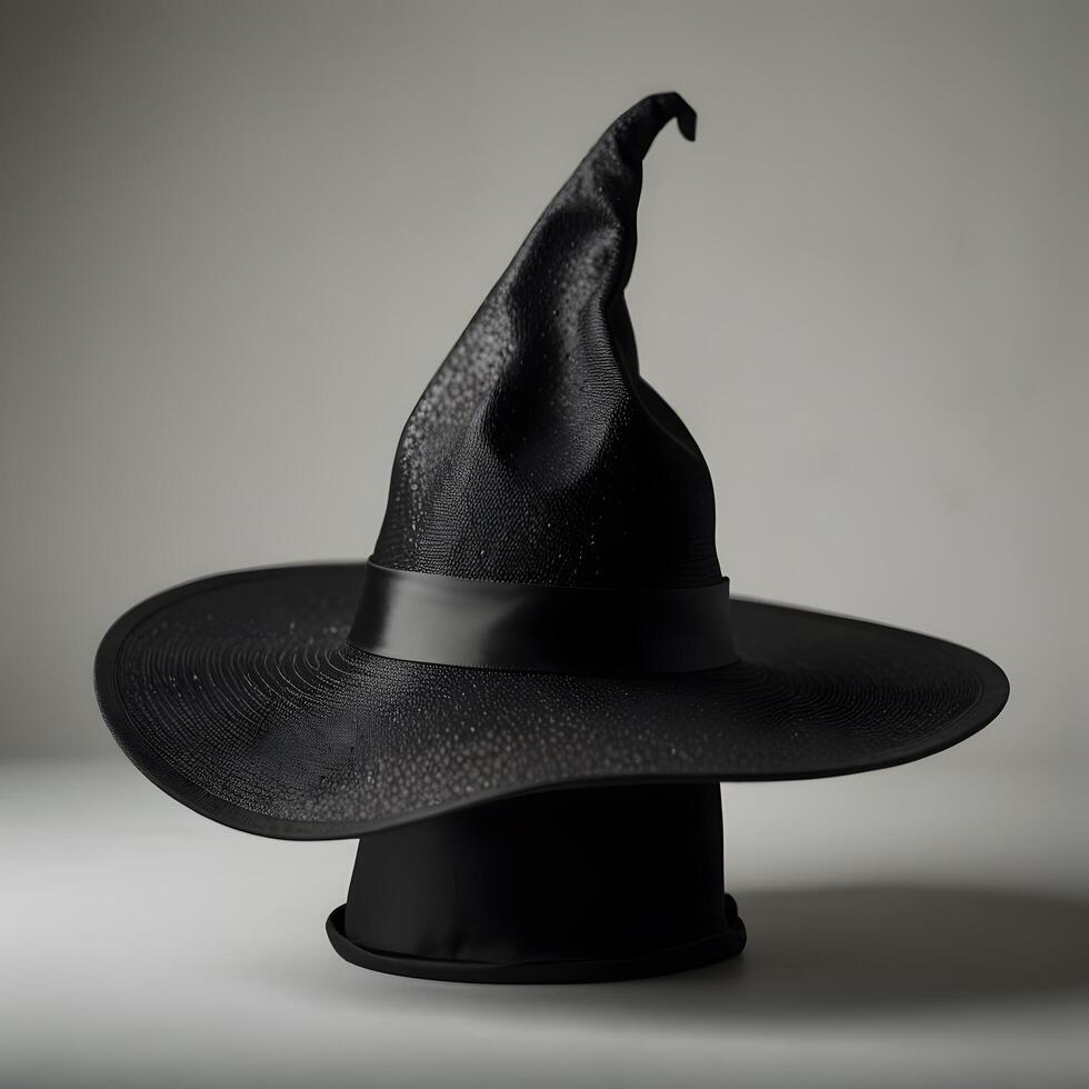 Pointed Headweat Magical dark Wizard Witch Hat black background photo