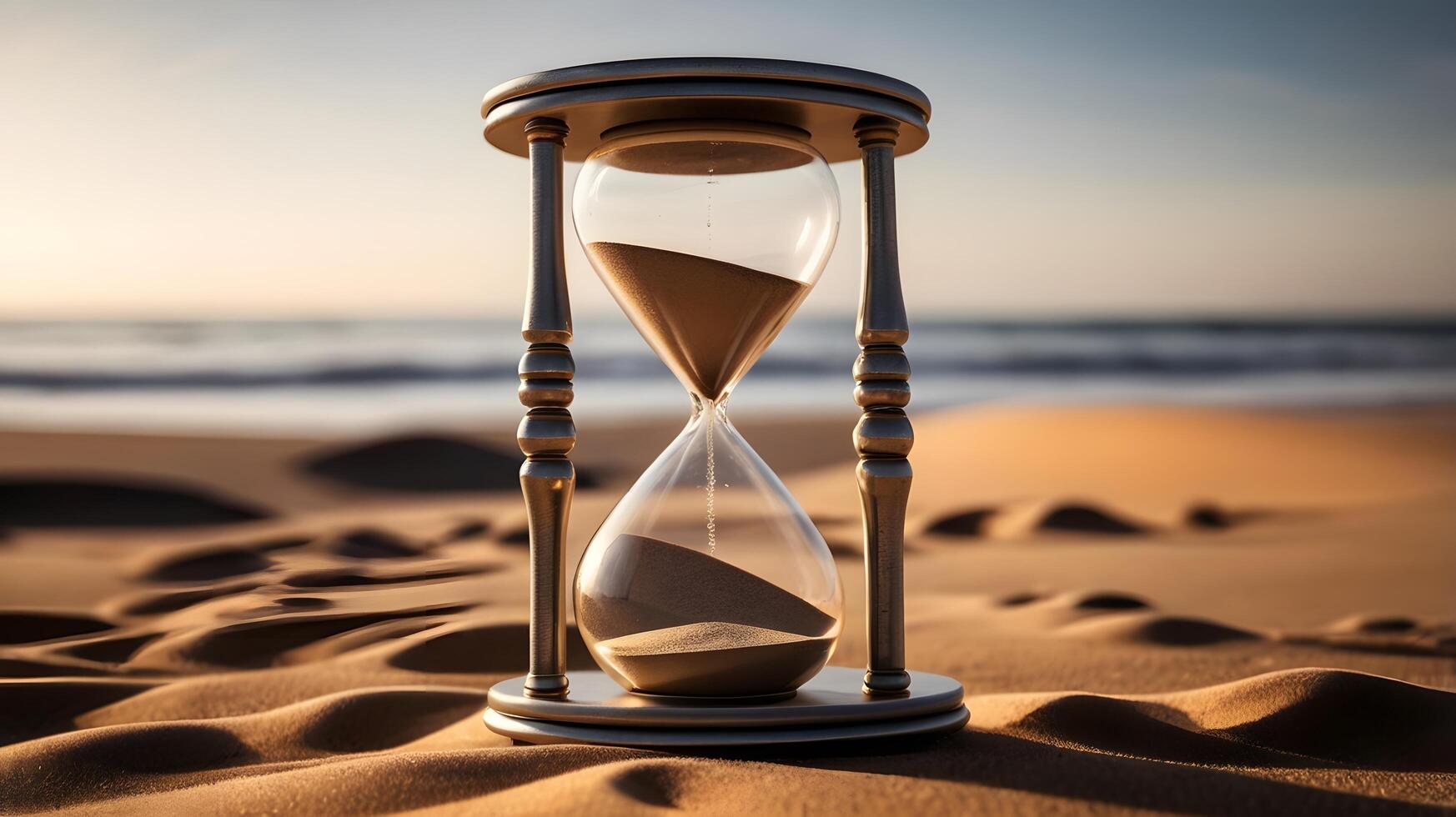 Antique Hourglass wooden yellow sand clock timer photo