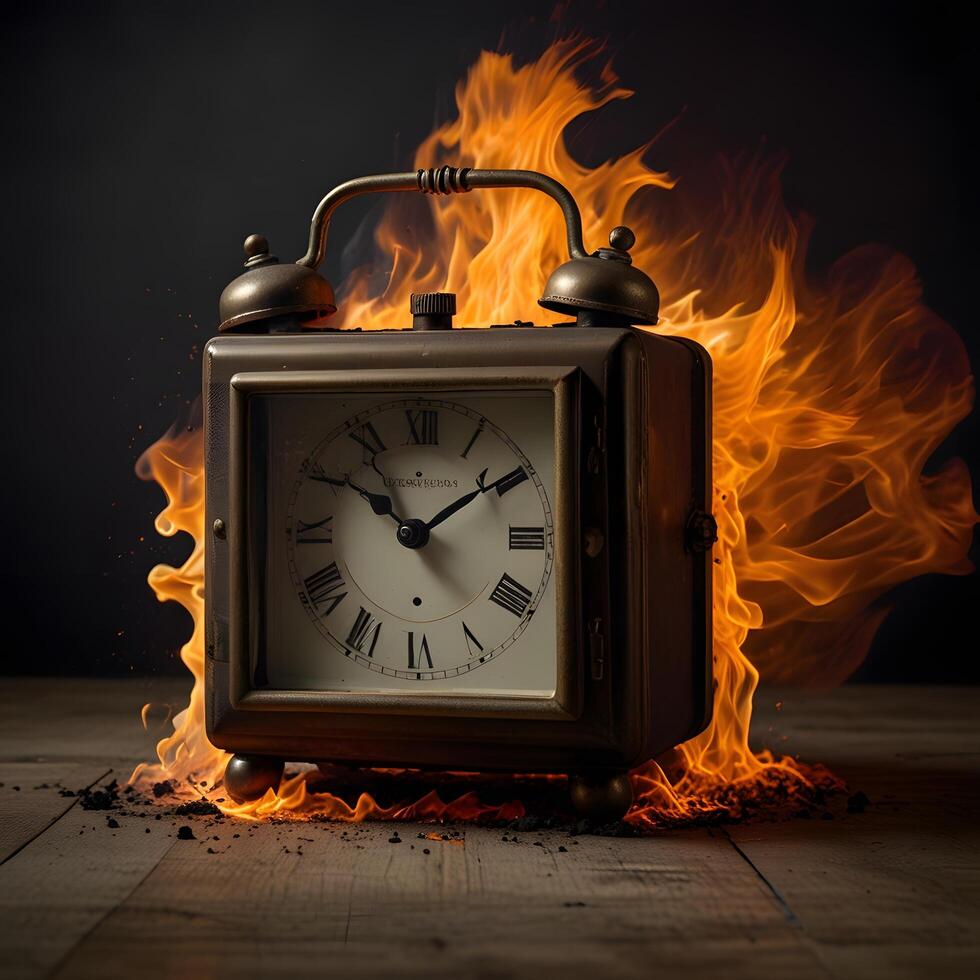 Fire Burning Clock Burn flames with corners photo