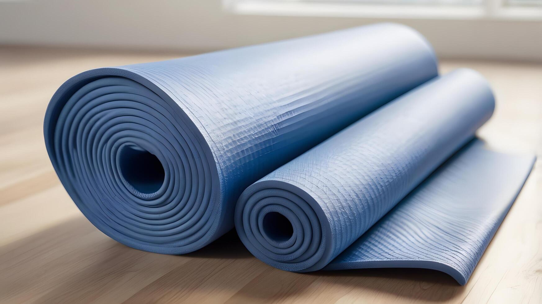 two pilates fitness yoga mat for exercise in the gym photo