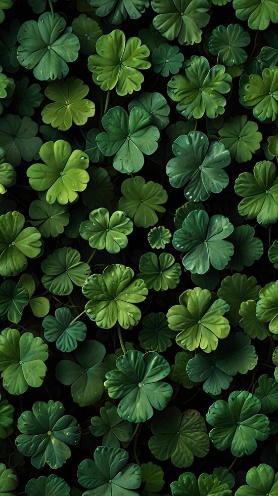 Botanical Green irish Clover Shamrock Lucky Pattern photo