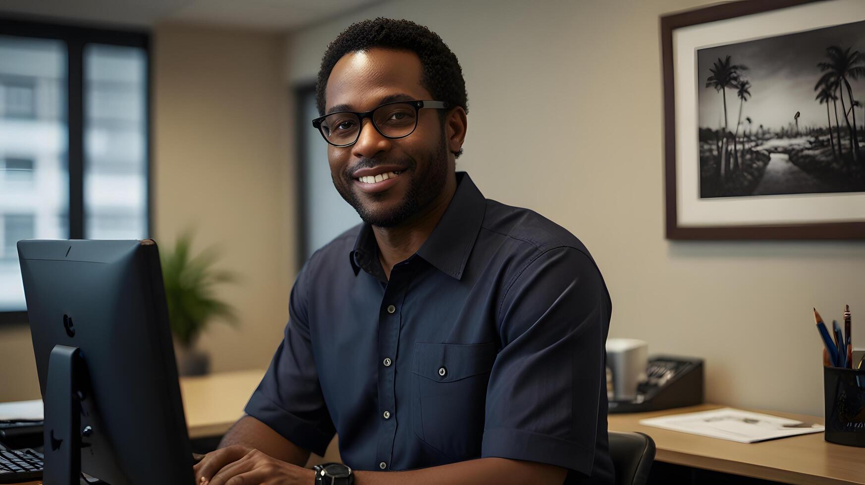 Professional Black Businessman in the Office Job photo