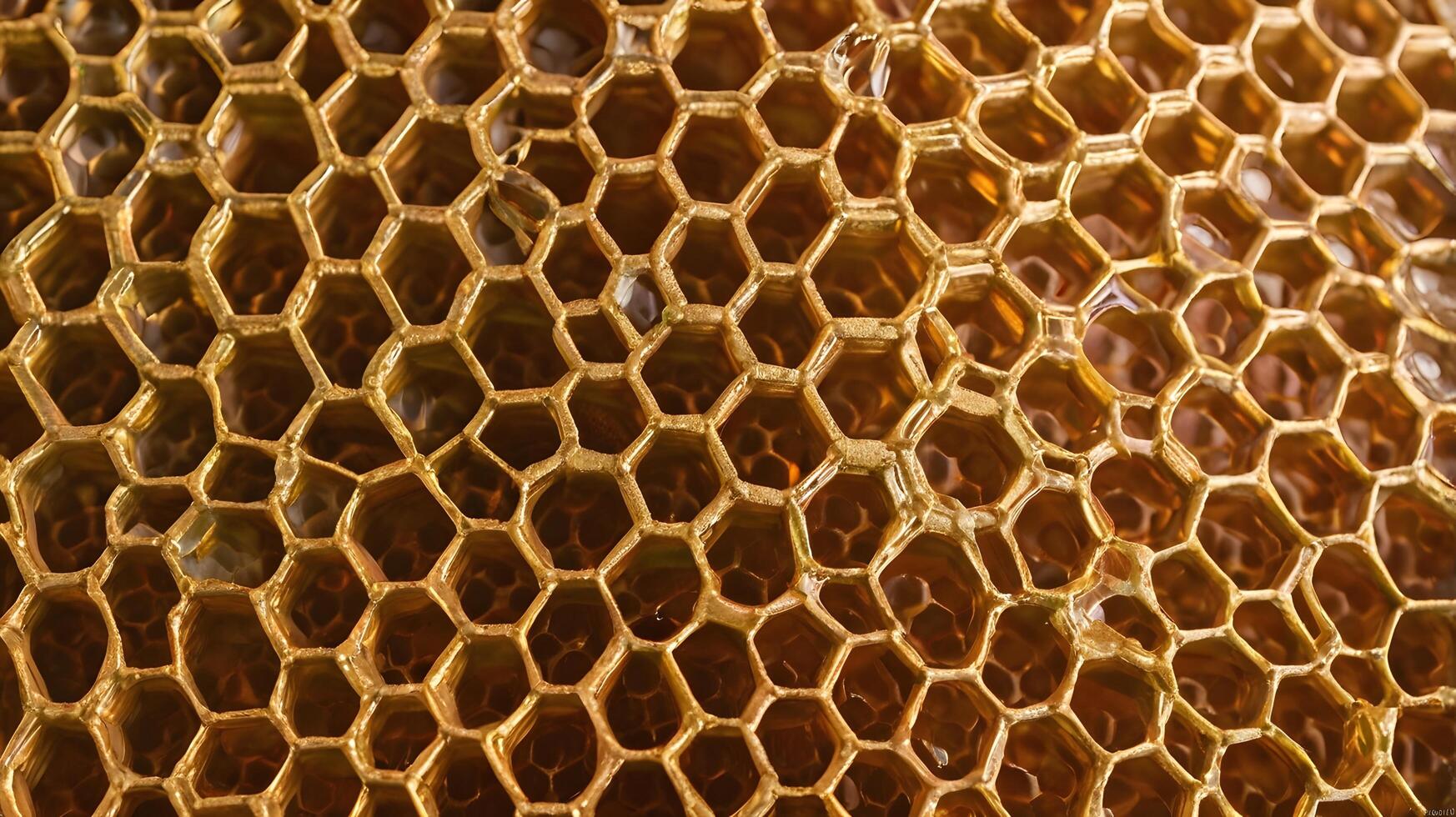 Golden Hexagonal Honeycomb Beeswax Cells Pattern photo