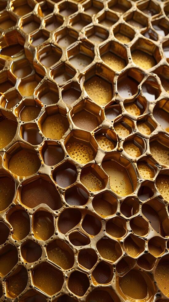 Hexagonal Honeycomb Beeswax Cells Pattern photo