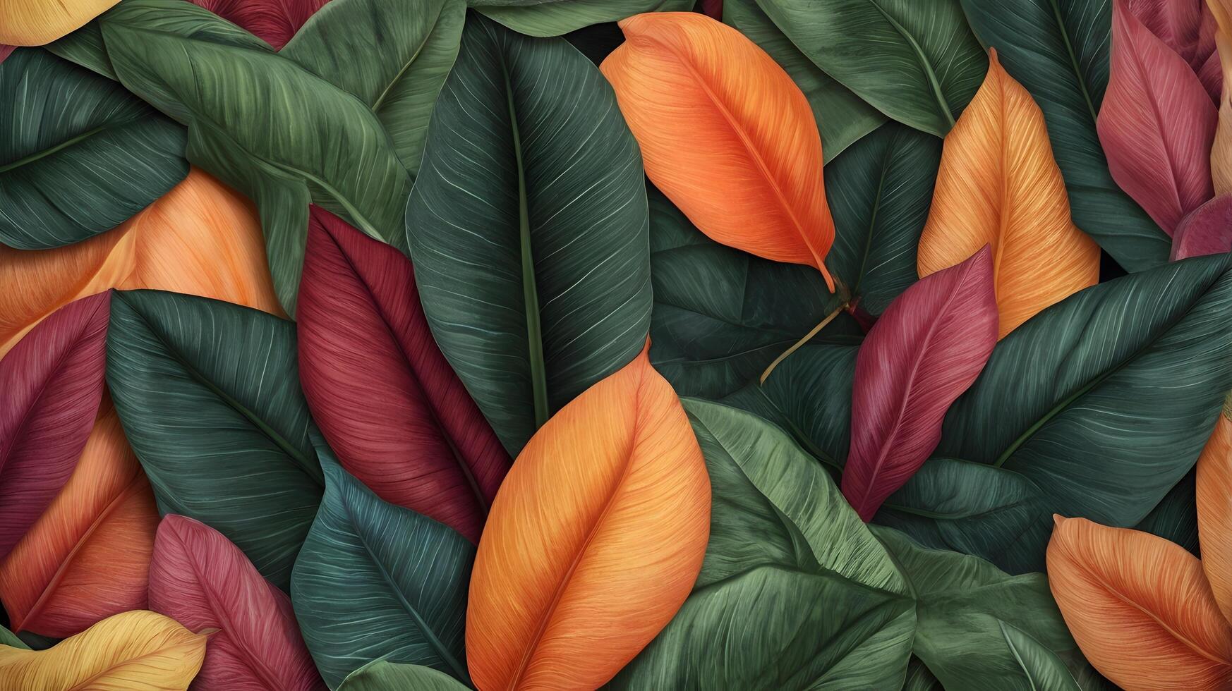 Colorful Tropical Nature Botany Seamless Jungle Leaf Pattern photo