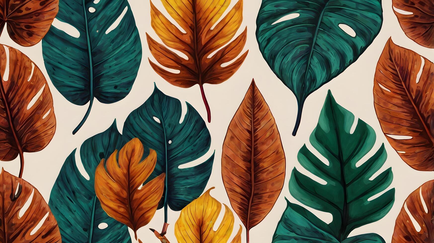 Colorful Tropical Botany Seamless Leaf Pattern photo