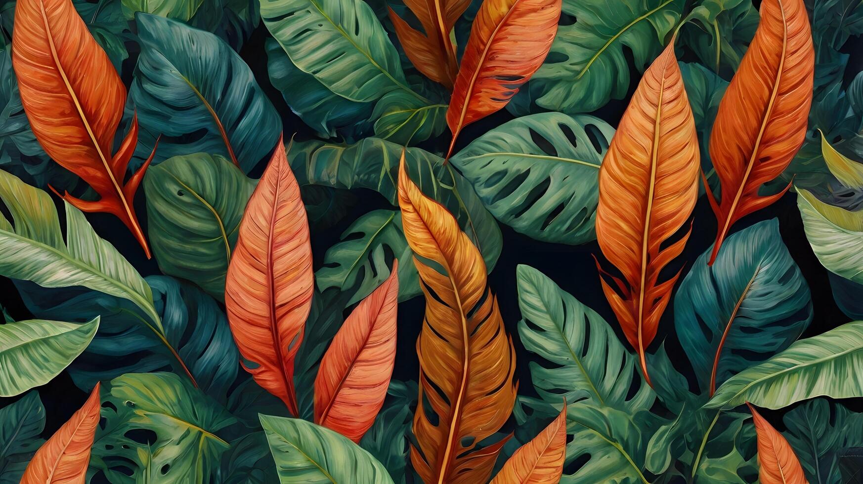 Tropical Botany Seamless Jungle Leaf Pattern photo