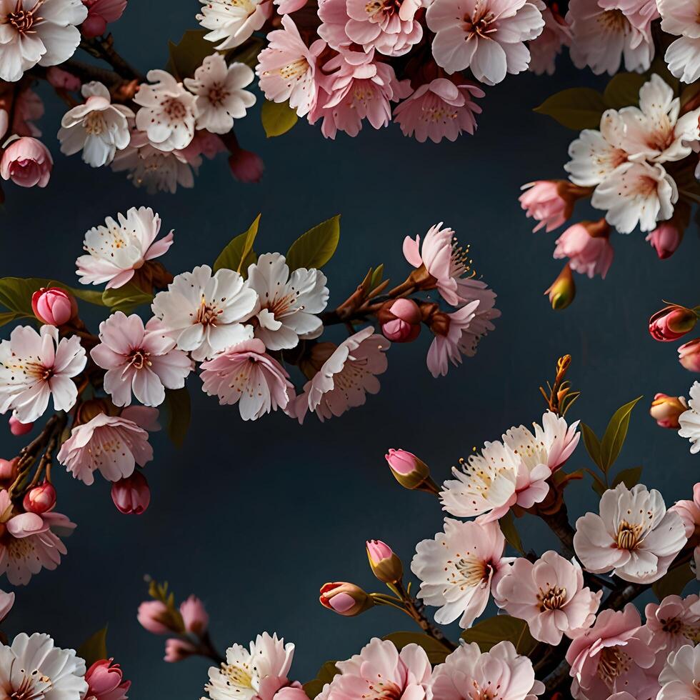pink cherry blossom floral flower pattern background photo