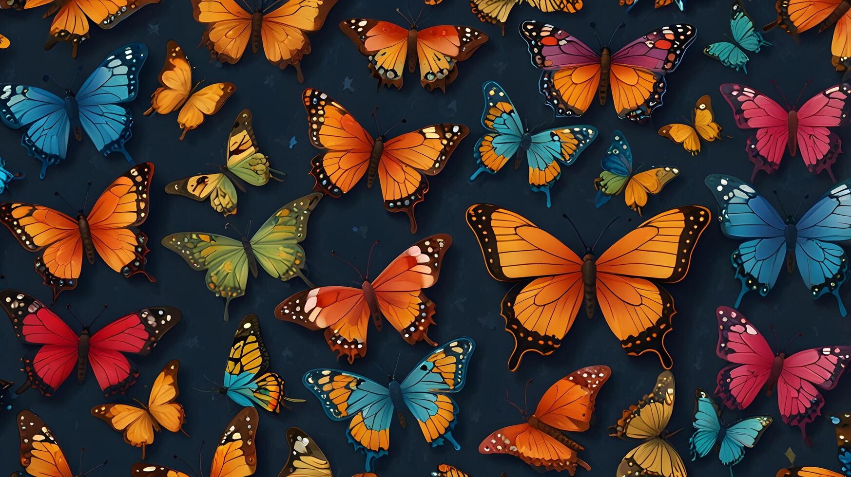 Colorful Flying insect spring butterflies pattern white background photo