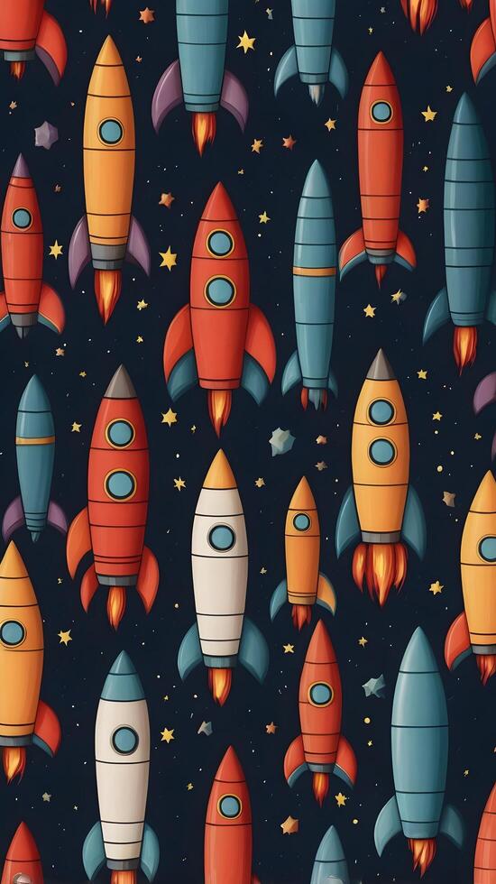 Rocket Spaceship Cosmic Cosmos Space Planet Pattern blue background photo