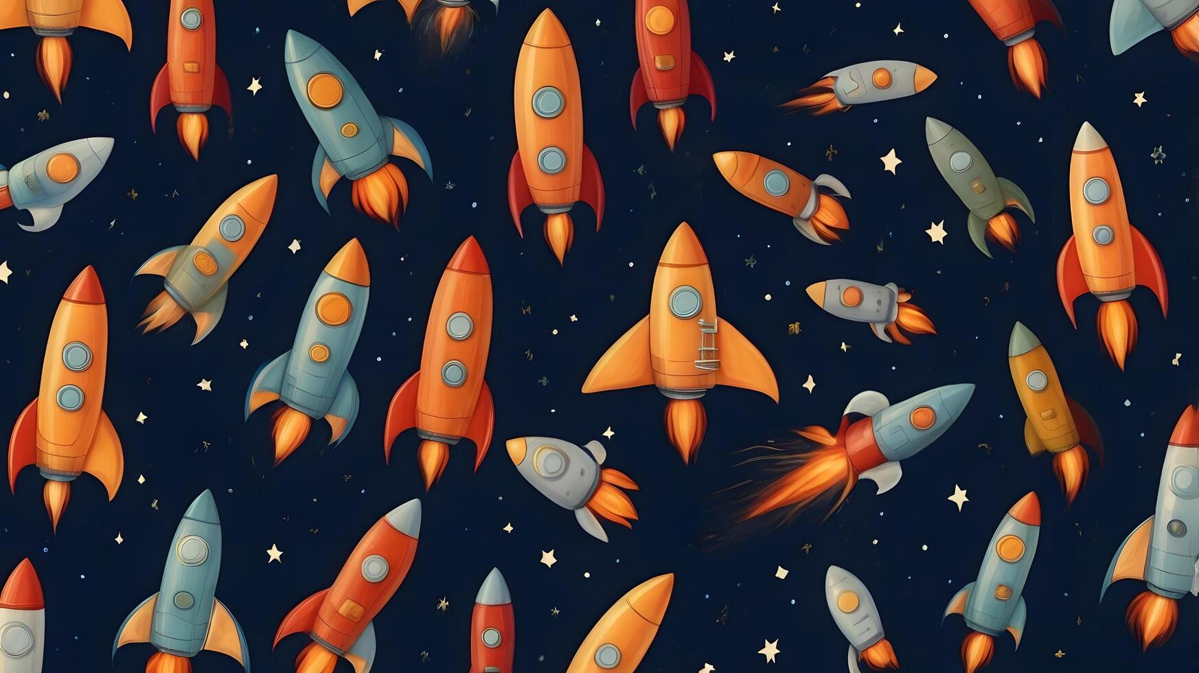 Rocket Spaceship Cosmos Space Planet Pattern photo