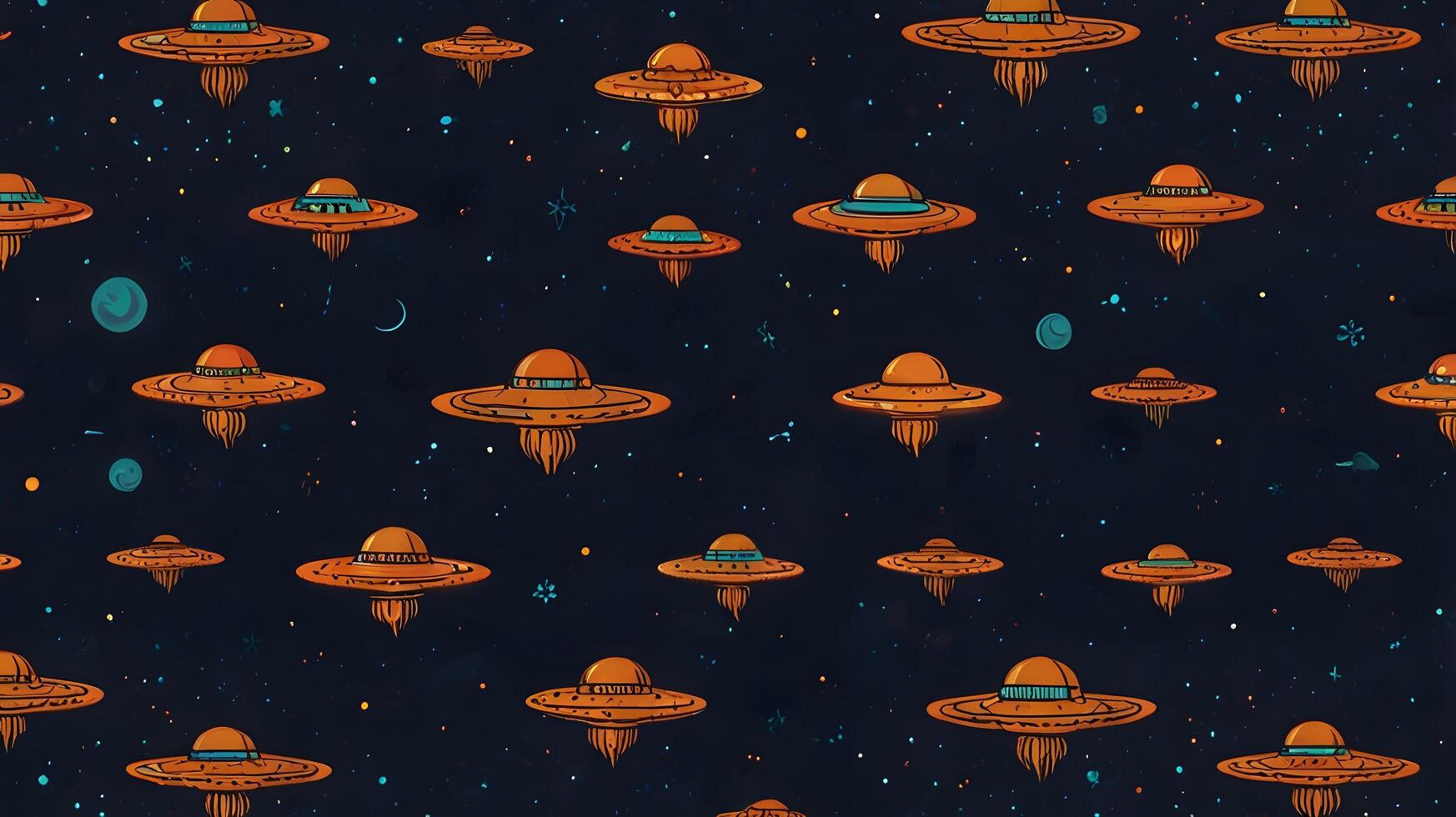 ORange Futuristic Ufo Alien spaceship Science Fiction Galaxy Pattern photo