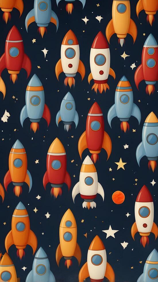 Rocket Spaceship Cosmic Cosmos Space Planet Pattern photo