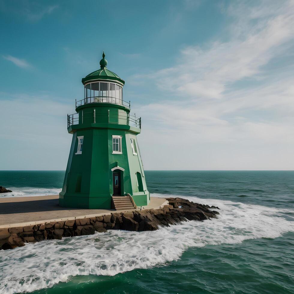 Green Lighthouse Tower Coast Marine Coastline photo