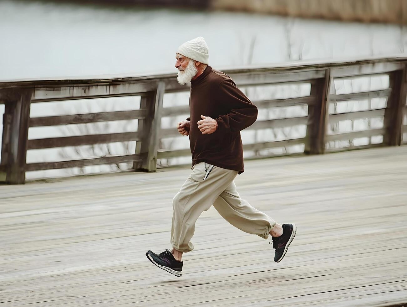 Active Lifestyle Old Elderly Senior Man is running photo
