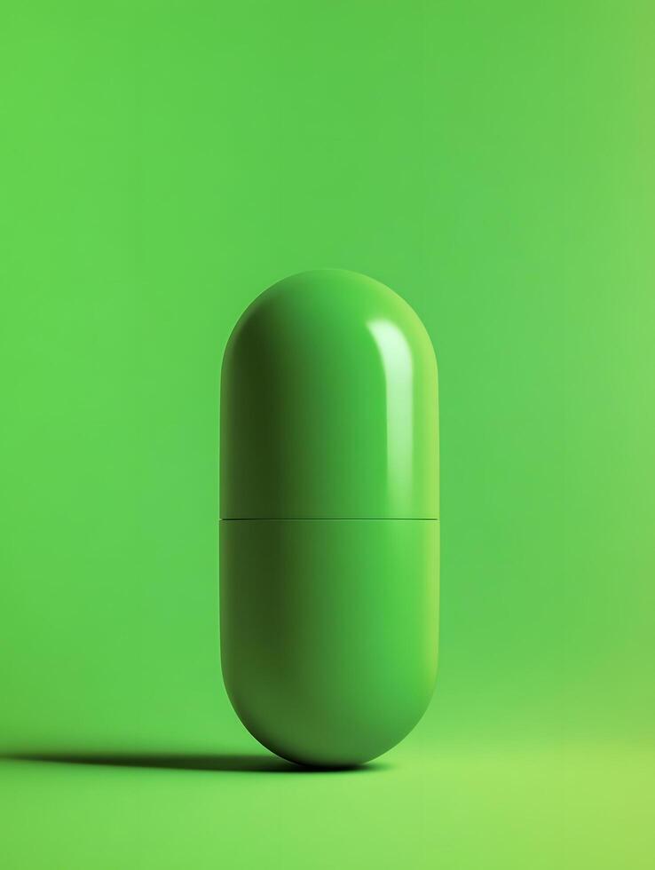 One Green Medication Pharma Vitamins medicine Healthcare Capsule photo