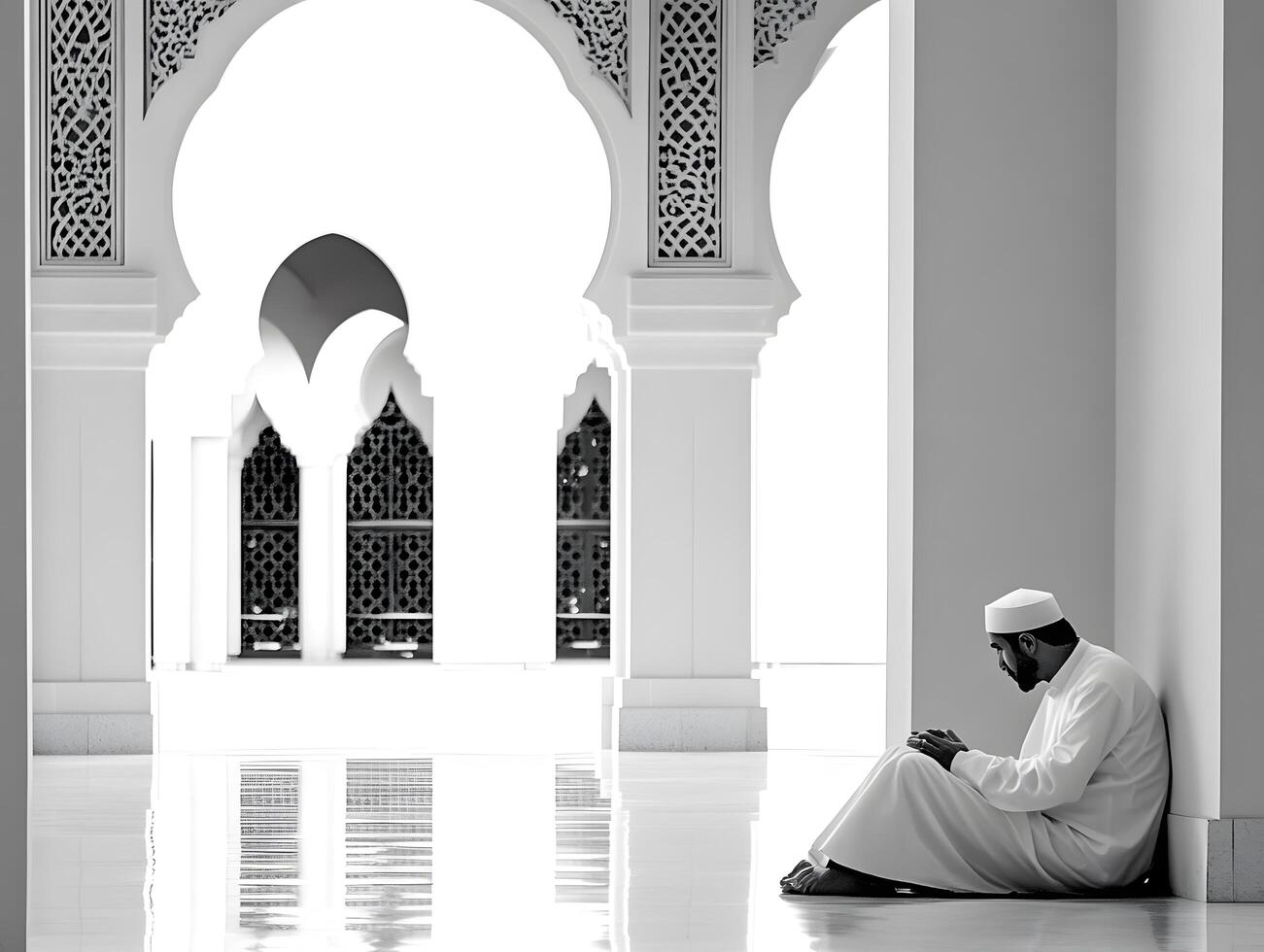 Praying muslim man. Believe in Islam in the Mosque photo