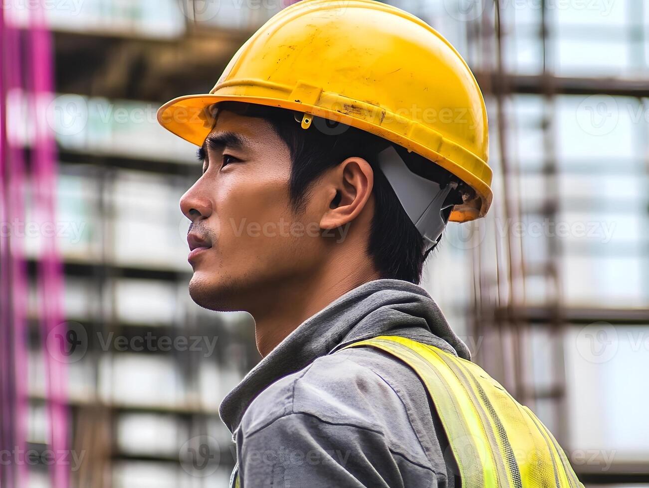 Male Construction worker. Hard Hat man manual labor photo