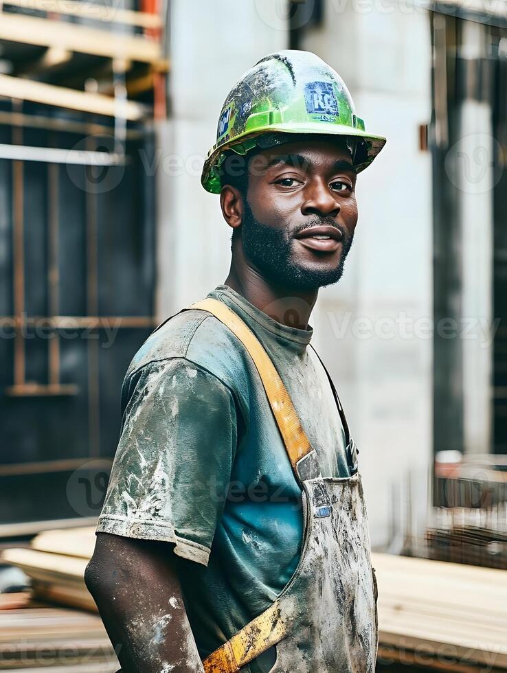 Black Female Construction site worker Woman photo