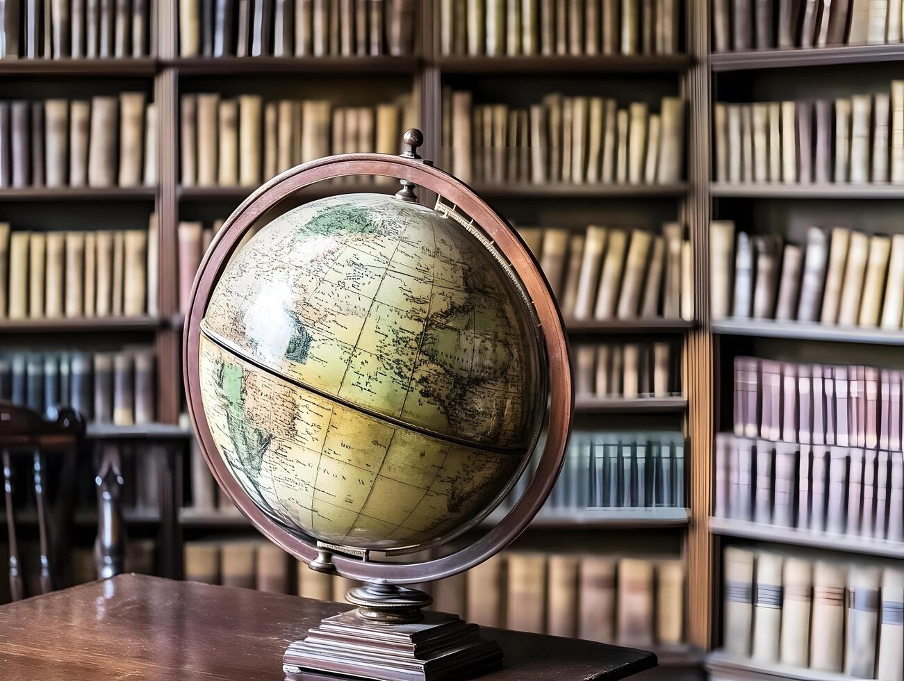 Old World Globe geography map education in a library photo