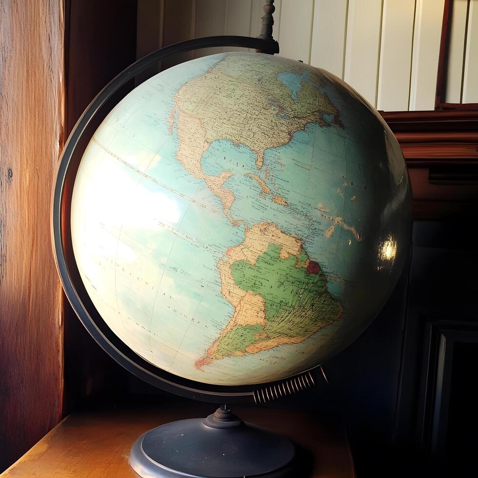 Old World Globe geography map education in a library photo