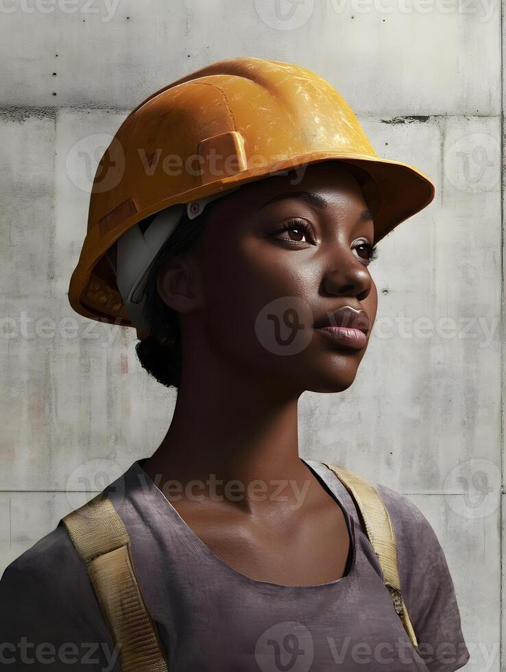 Professional Black Female Construction worker Woman photo
