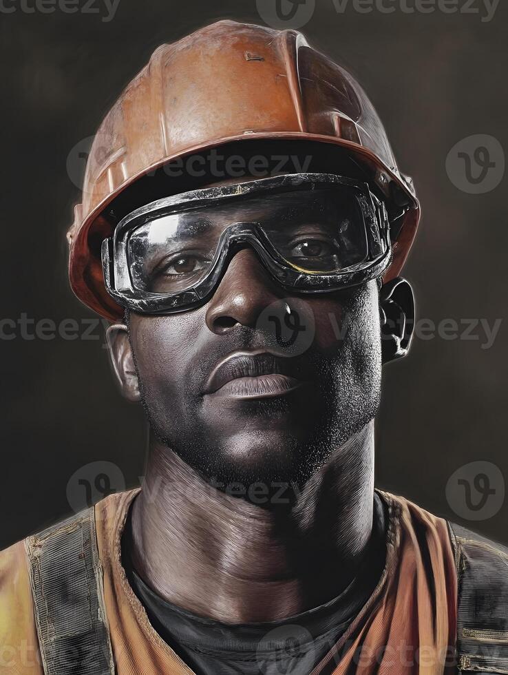 Black Male with Safety glassesConstruction worker Man photo