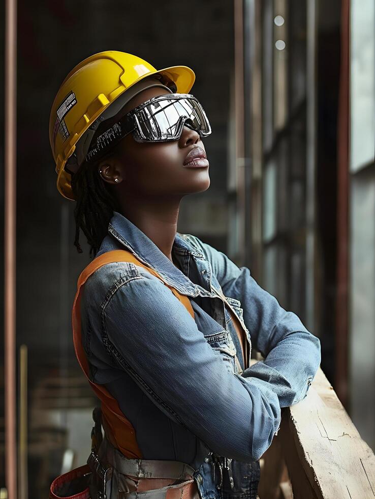 Black Female Construction worker Woman photo