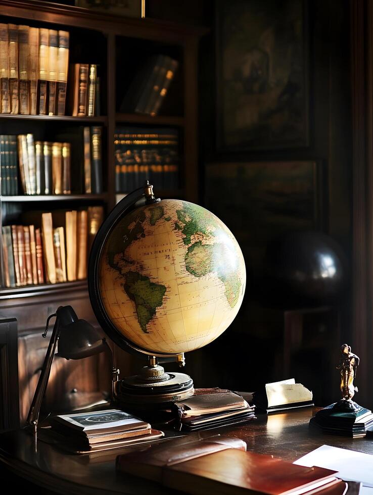 Earth World Globe geography map education in a library photo