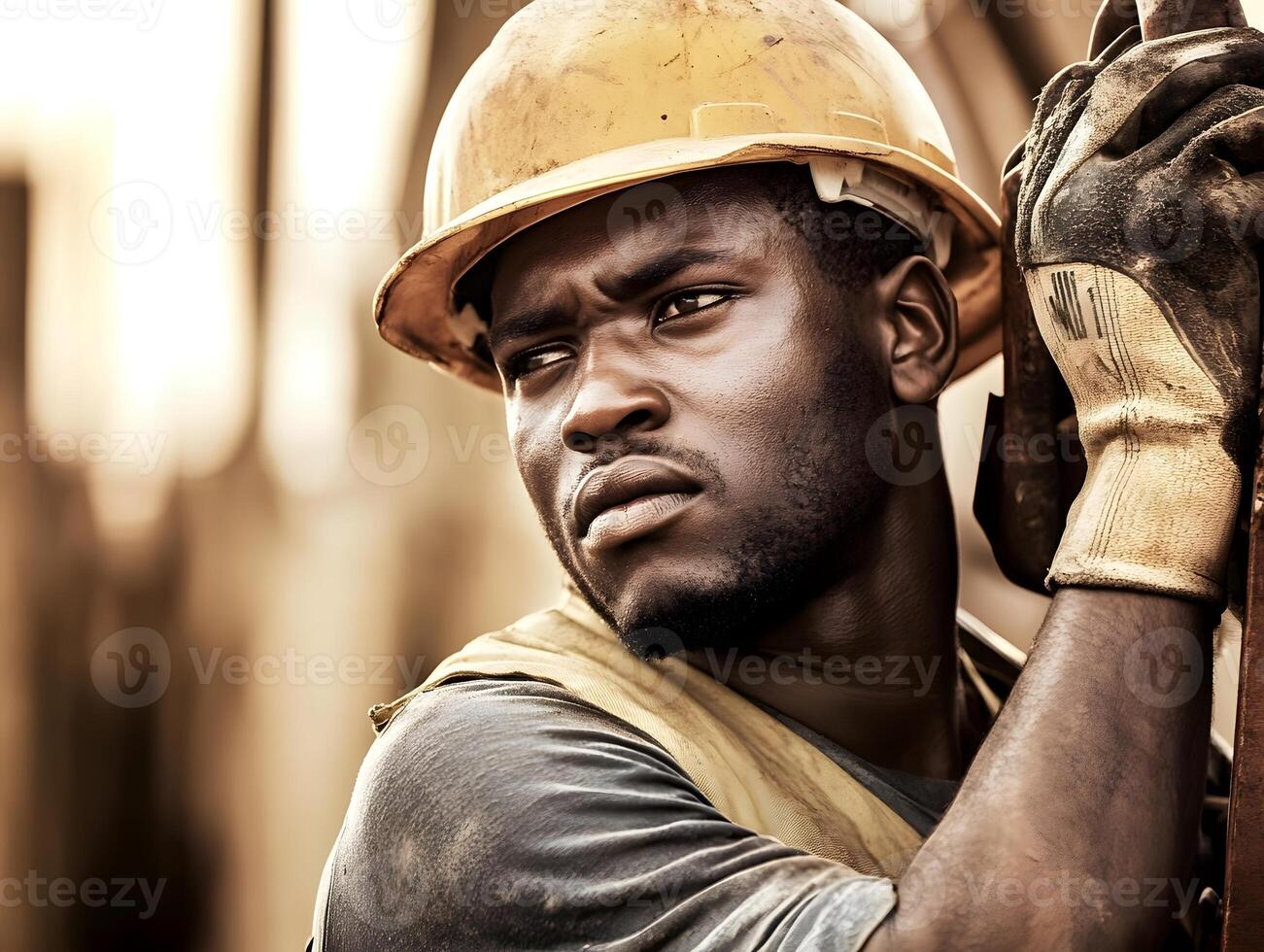 Professional Black Male Construction worker Men photo
