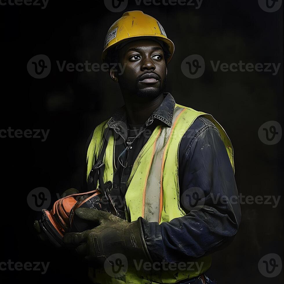 Professional Black Male Construction worker Men photo