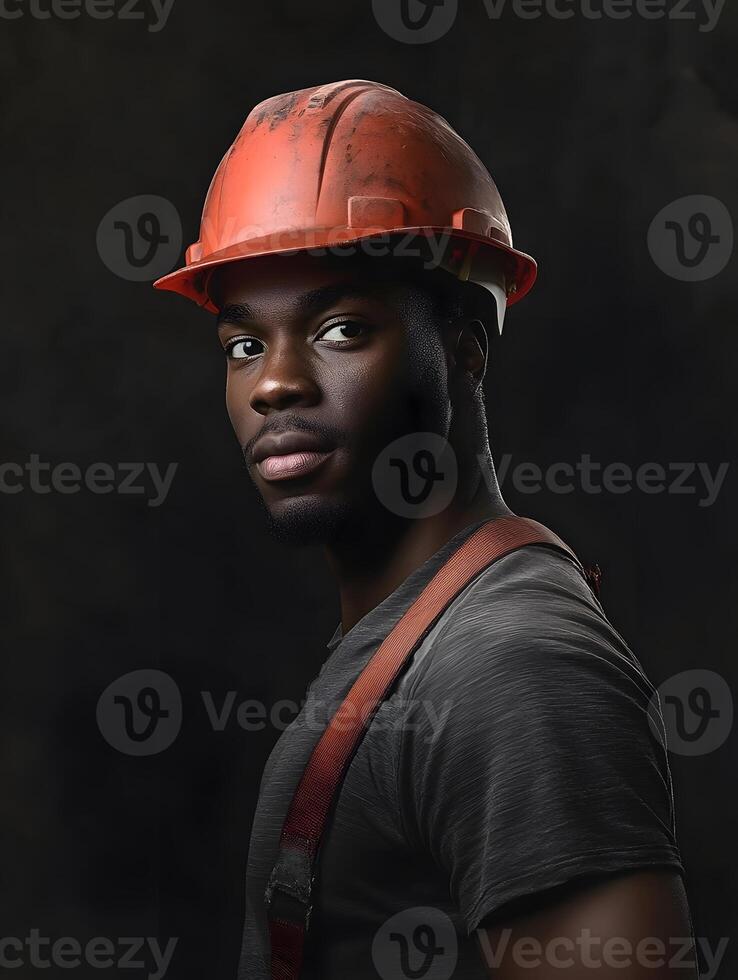 Industrial Black Male Construction worker Men photo