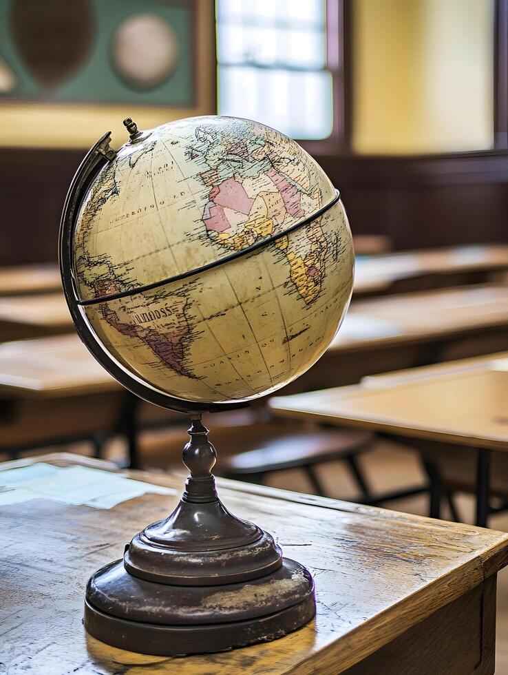 Earth World Globe geography map education in a classroom photo