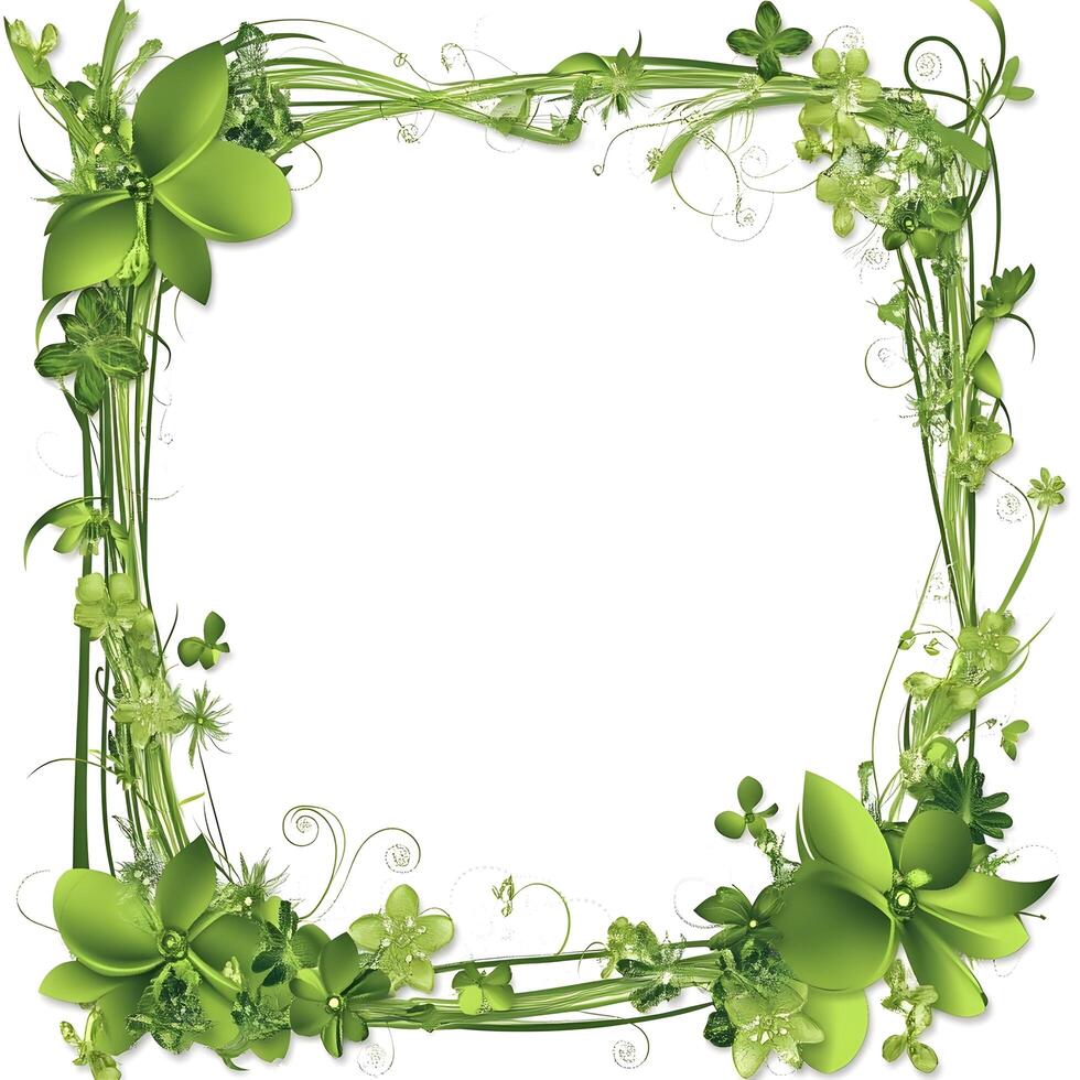 Green Floral Flower Frame Deco border photo