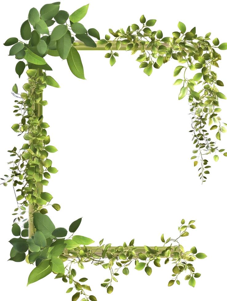 Green Floral Spring Flower Frame Decorative border photo