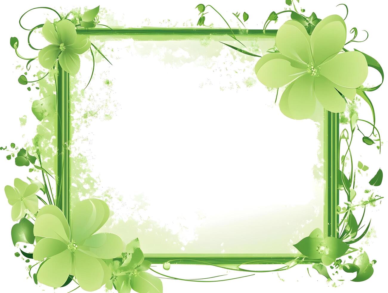 Green Floral Summer Flower Frame Decorative border photo