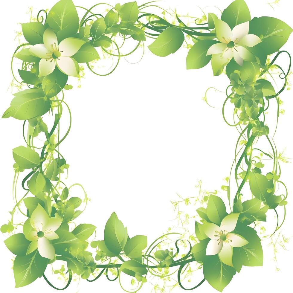 Green Floral Spring Flower Frame Deco photo