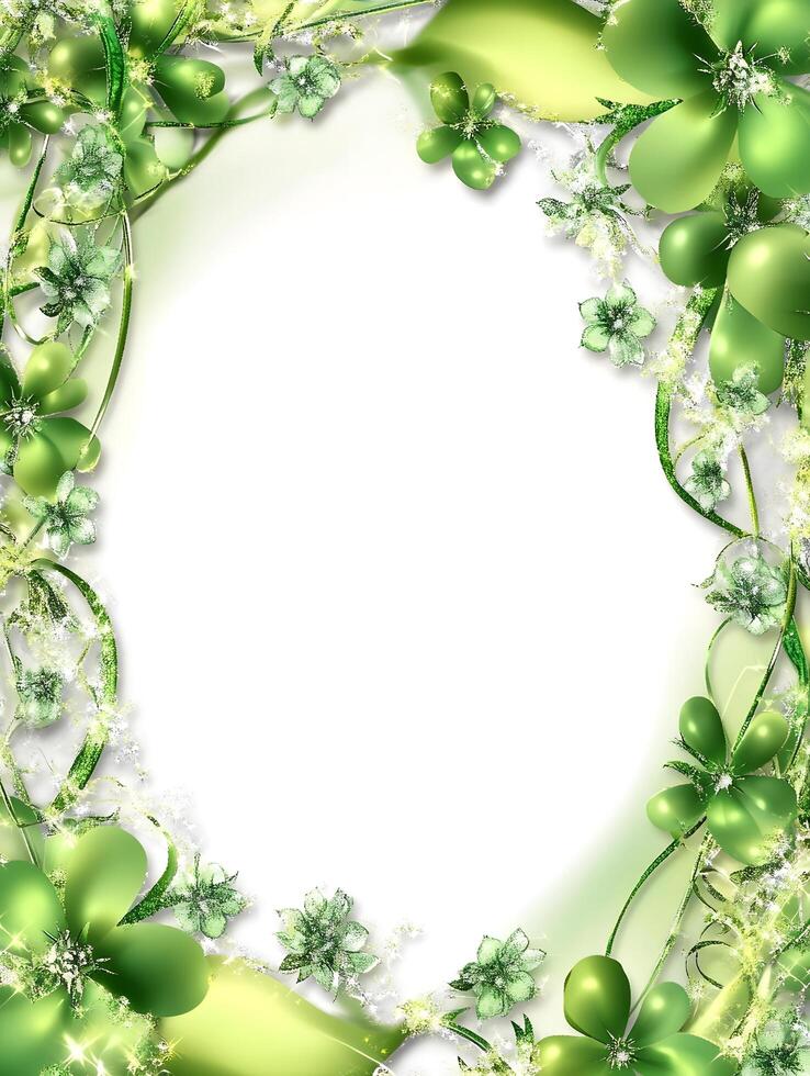 Green Floral Spring Flower Frame Deco border photo