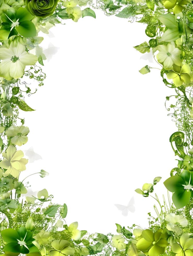 Green Floral Summer Flower Frame Decorative photo