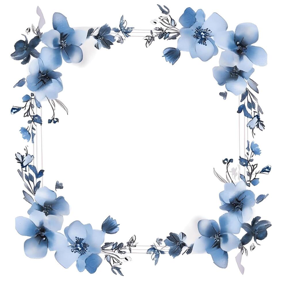 Blue Floral Flower Summer Nature Decoration white background photo